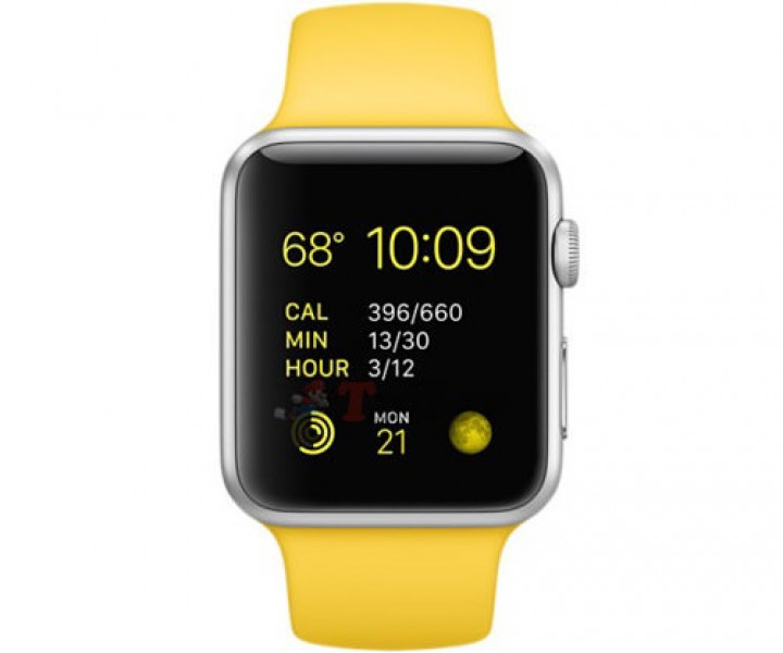 Apple Watch Sport 42mm Silver Aluminum Case with yellow Sport Band (MMFE2)