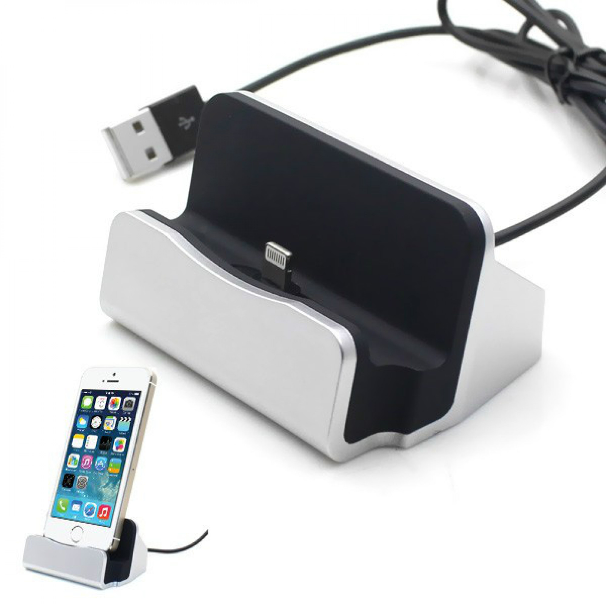 Док-станция для Iphone 5/6/6+ с кабелем Silver