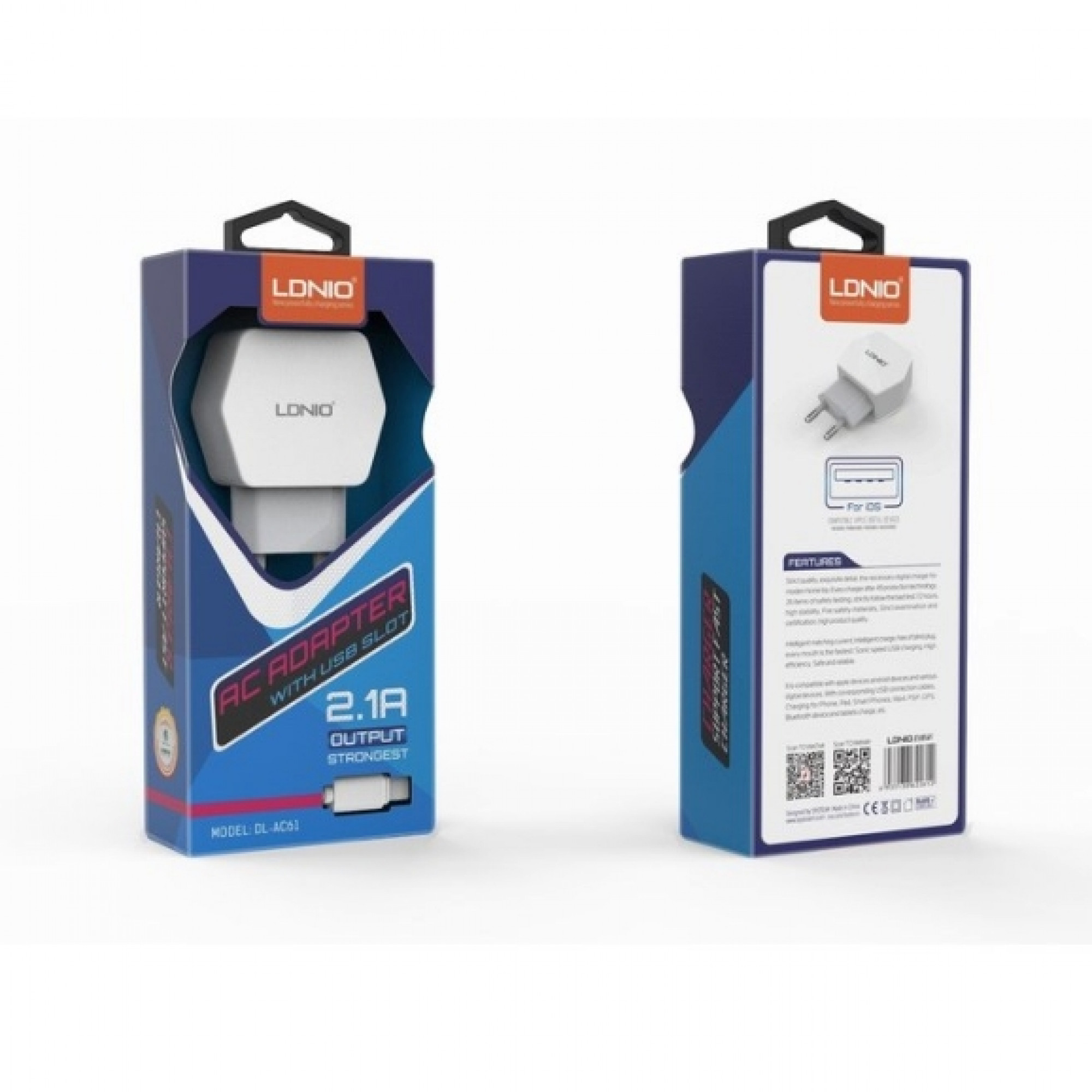 CЗУ LDNIO 5V-2.1A 2USB AC 61 cable (133951)