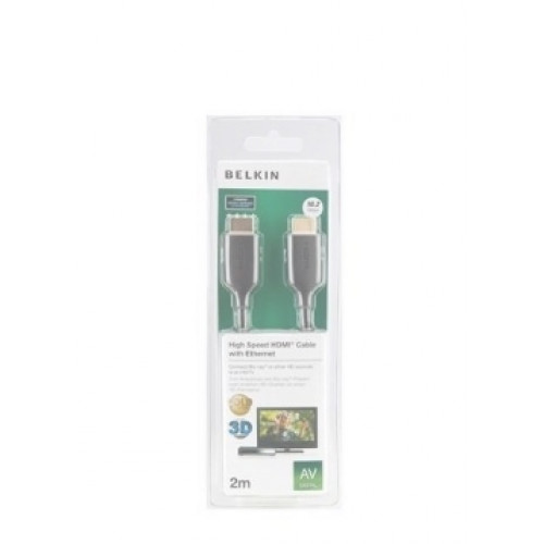 Кабель BELKIN HDMI (AM / AM) High Speed w / Ethernet 2м, BLACK, GOLD F3Y021bt2M