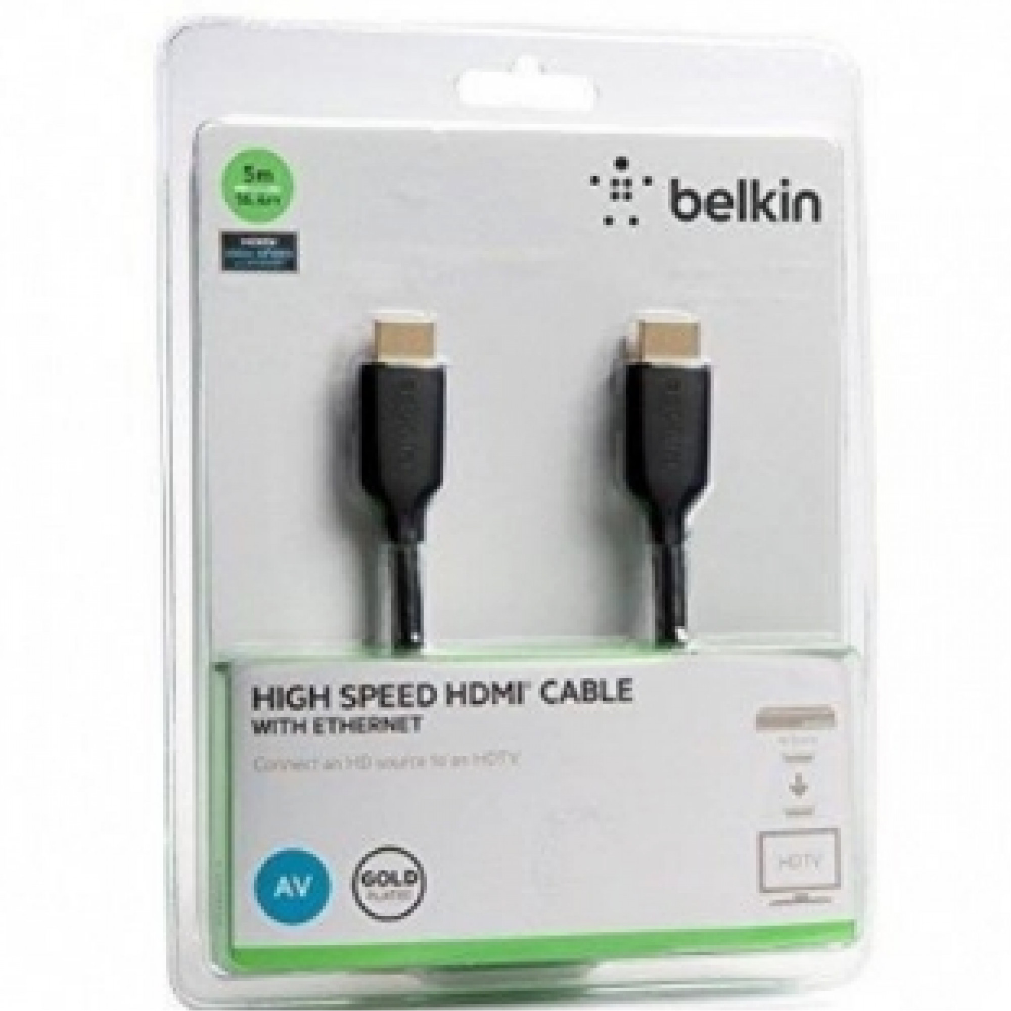 Кабель BELKIN HDMI (AM/AM) High Speed w/Ethernet 5м, BLACK,GOLD F3Y021bt5M