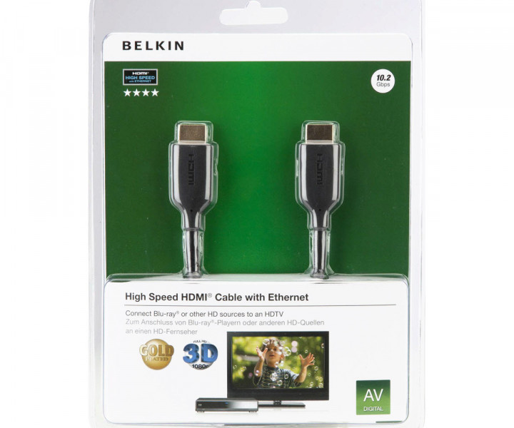 Кабель HDMI (AM/AM) Belkin High Speed w/Ethernet 15м, Black/Черный F3Y021bf15M