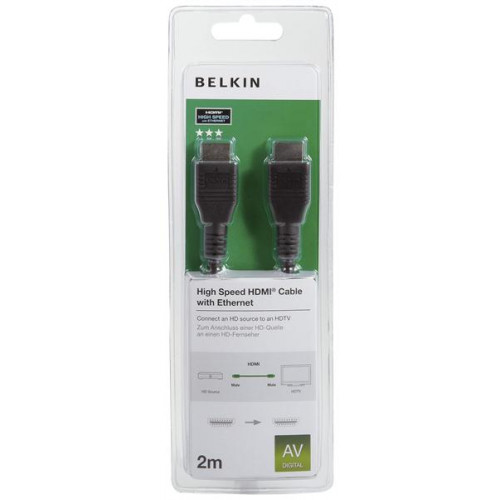 Кабель HDMI (AM / AM) Belkin High Speed w / Ethernet 2м, Black / Черній F3Y020bf2M