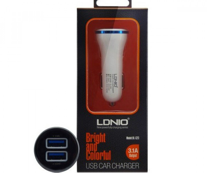 АЗУ Ldnio Dual Usb Car Charger DL-C23 White
