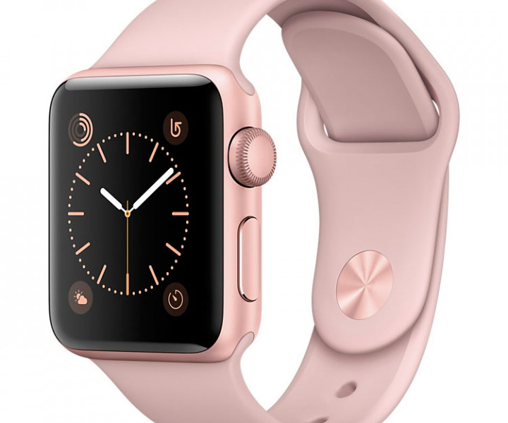Apple Watch Series 1 38mm Rose Gold Aluminum Case with Pink Sand Sport Band (MNNH2)