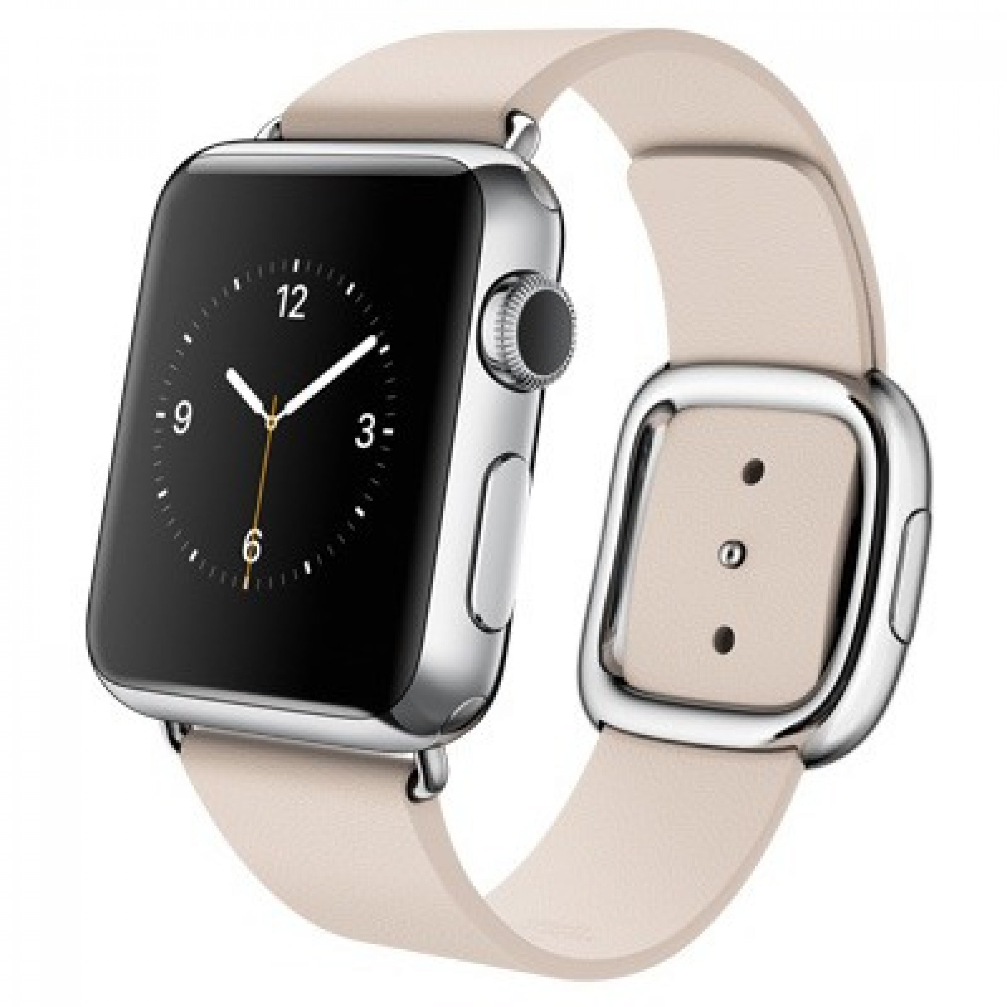 Apple Watch 38mm Stailnless Steel Case with Soft Pink Modern Buckle (MJ362)
