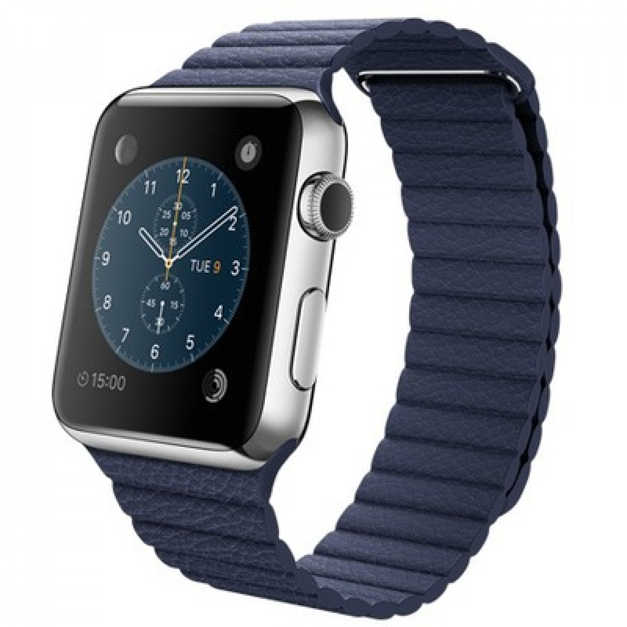 Apple Watch 42mm Stailnless Steel Case with Bright Blue Leather Loop (MJ452)