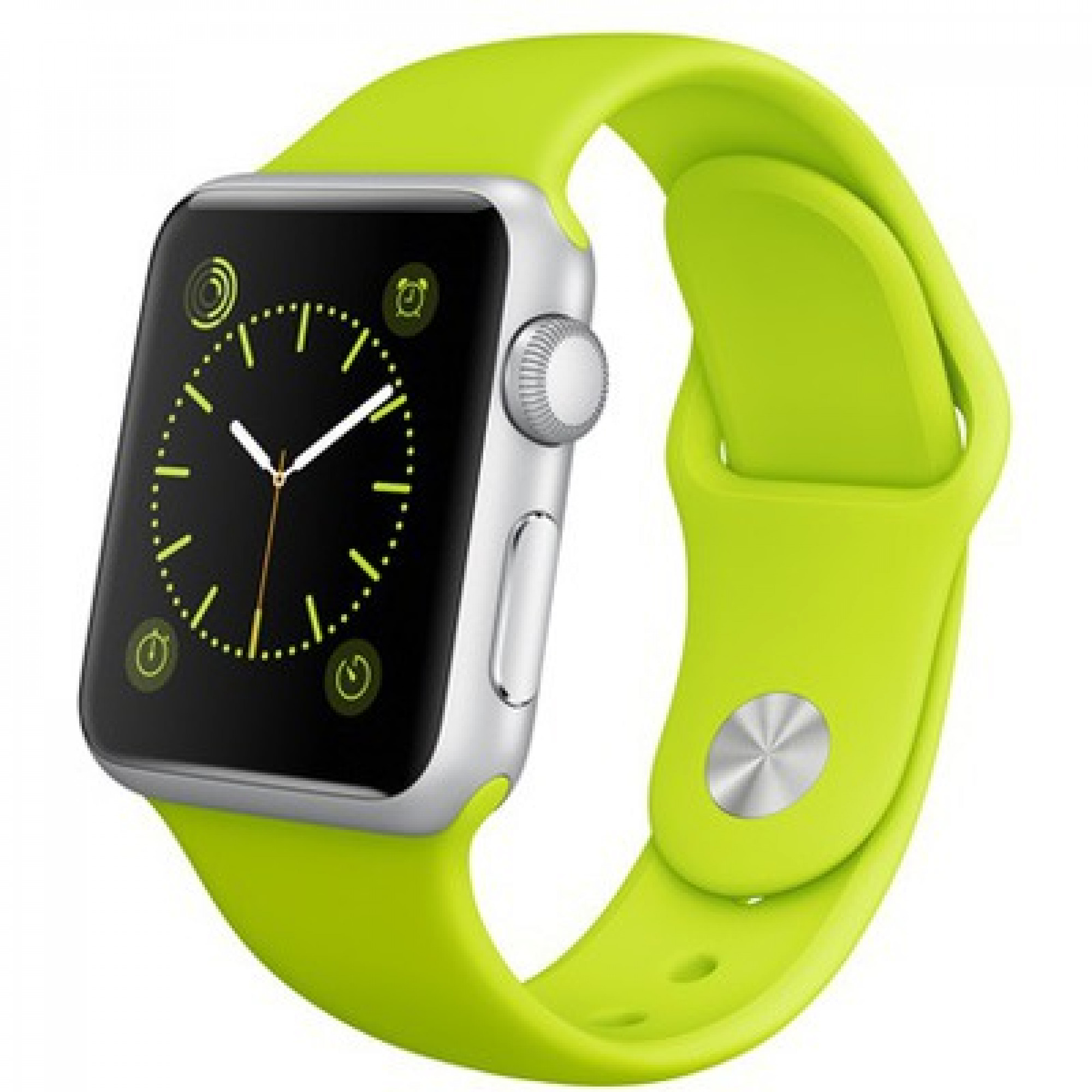 Apple Watch Sport 38mm Silver Aluminum Case with Green Sport Band (MJ2U2)