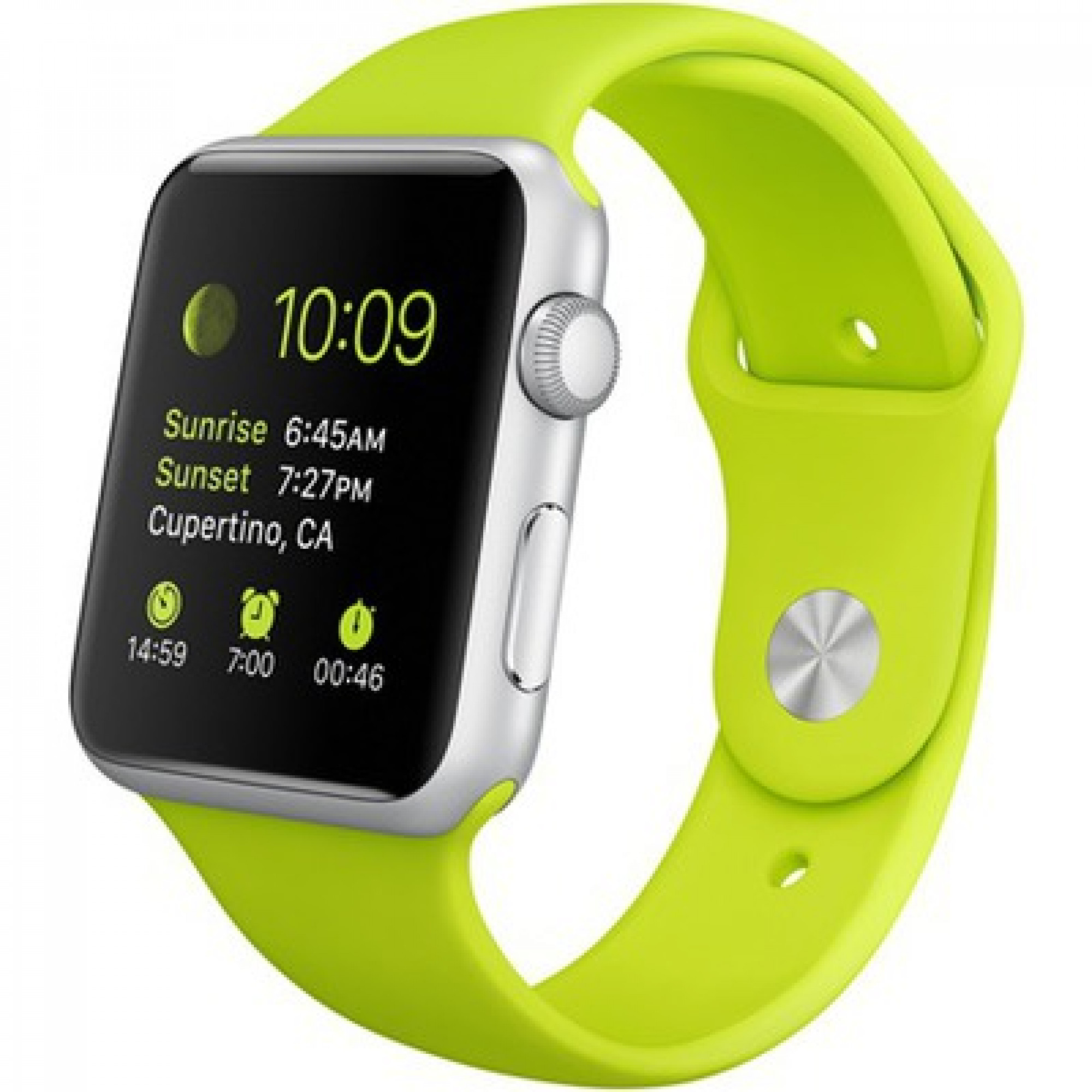 Apple Watch Sport 42mm Silver Aluminum Case with Green Sport Band (MJ3P2)