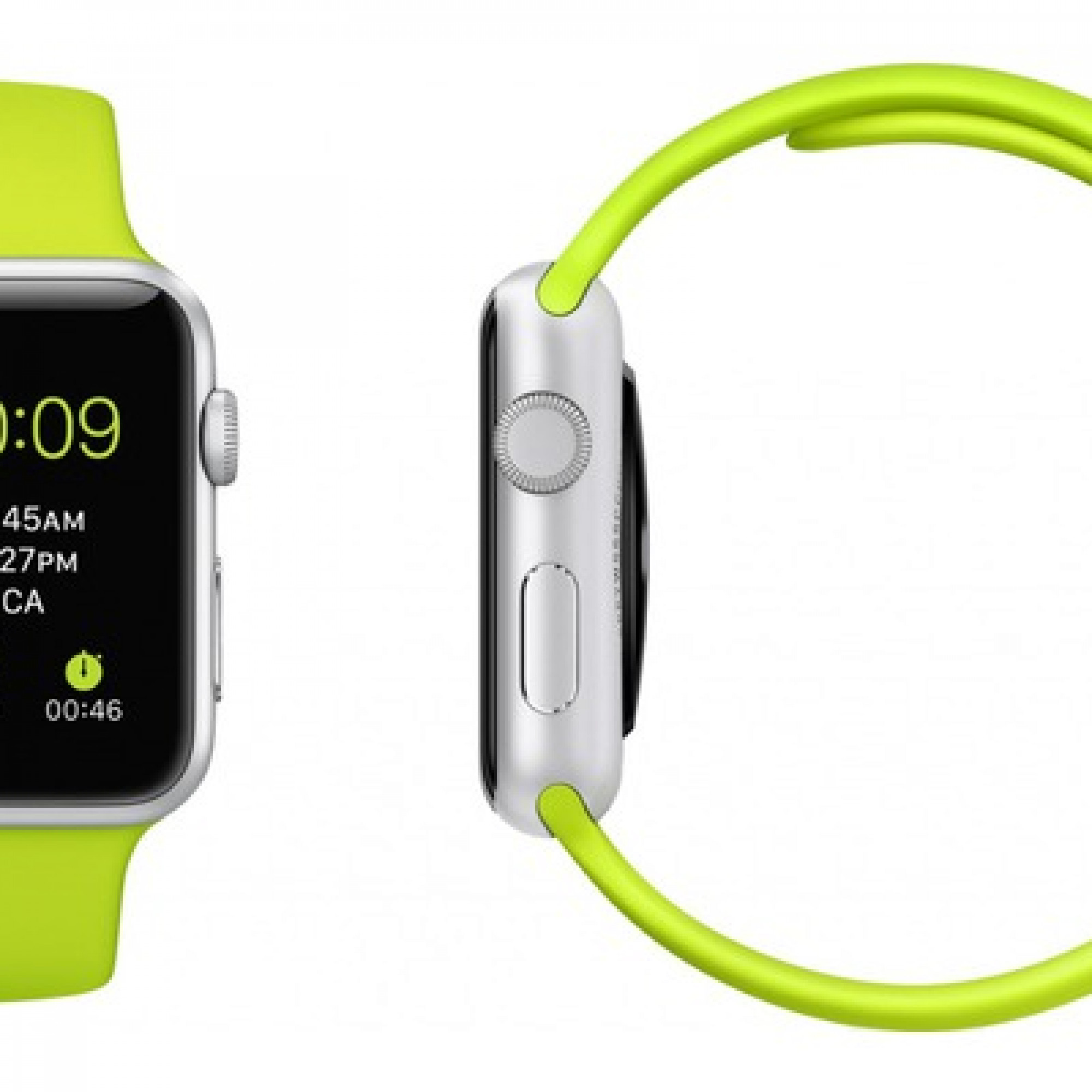 Apple Watch Sport 42mm Silver Aluminum Case with Green Sport Band (MJ3P2)