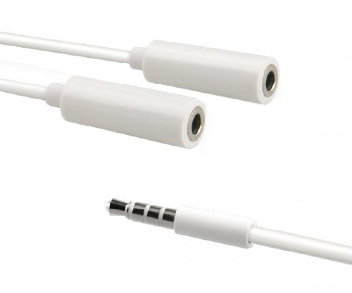 Переходник 3.5 mini jack для наушников с 2 выходами (Splitter) для Apple iPhone/iPod/iPad