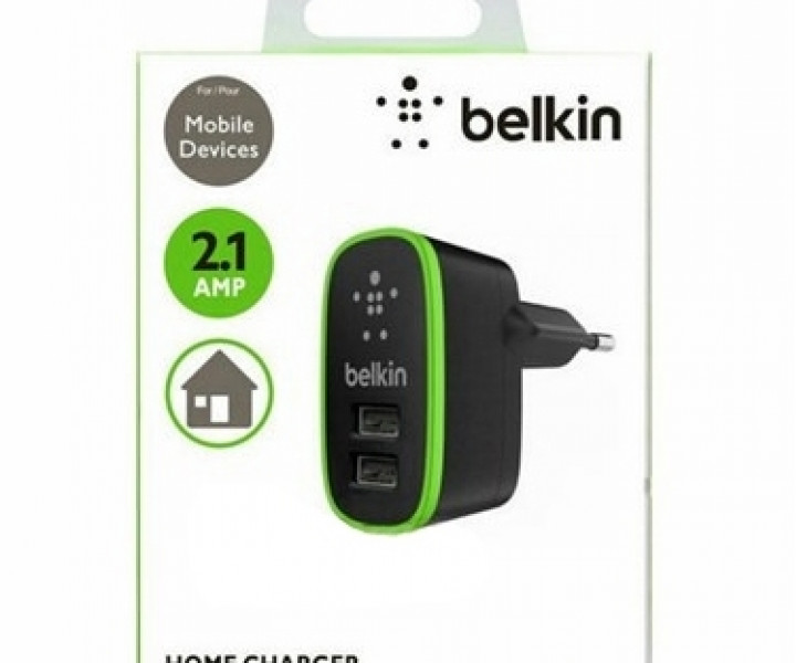 Зарядний пристрій Belkin 2 USB Port Home Charger 2.1А Black