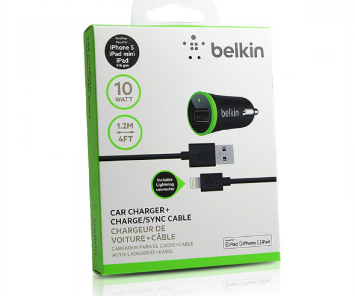 АЗУ Belkin 10 Watt/2.1A 1USB Lightning cable Black