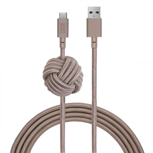 Кабель Native Union Night Cable USB-A to USB-C Taupe (3 m) (NCABLE-KV-AC-TAU)
