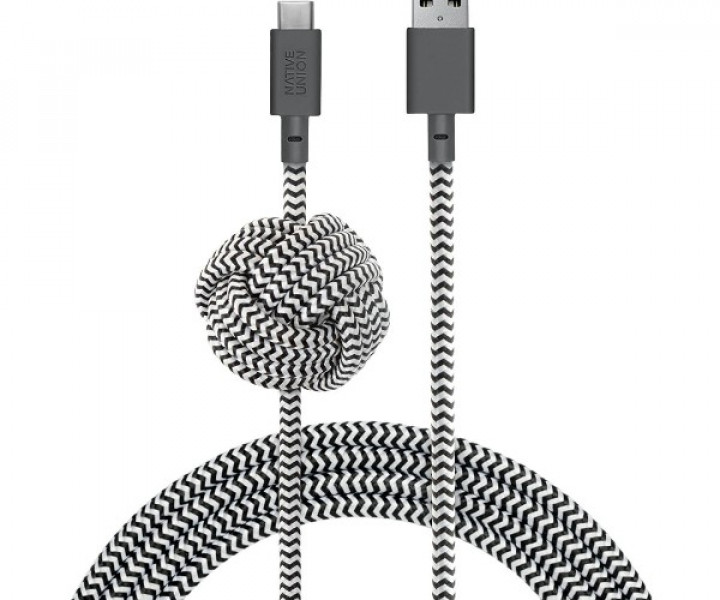 Кабель Native Union Night Cable USB-A to USB-C Zebra (3 m) (NCABLE-KV-AC-ZEB)