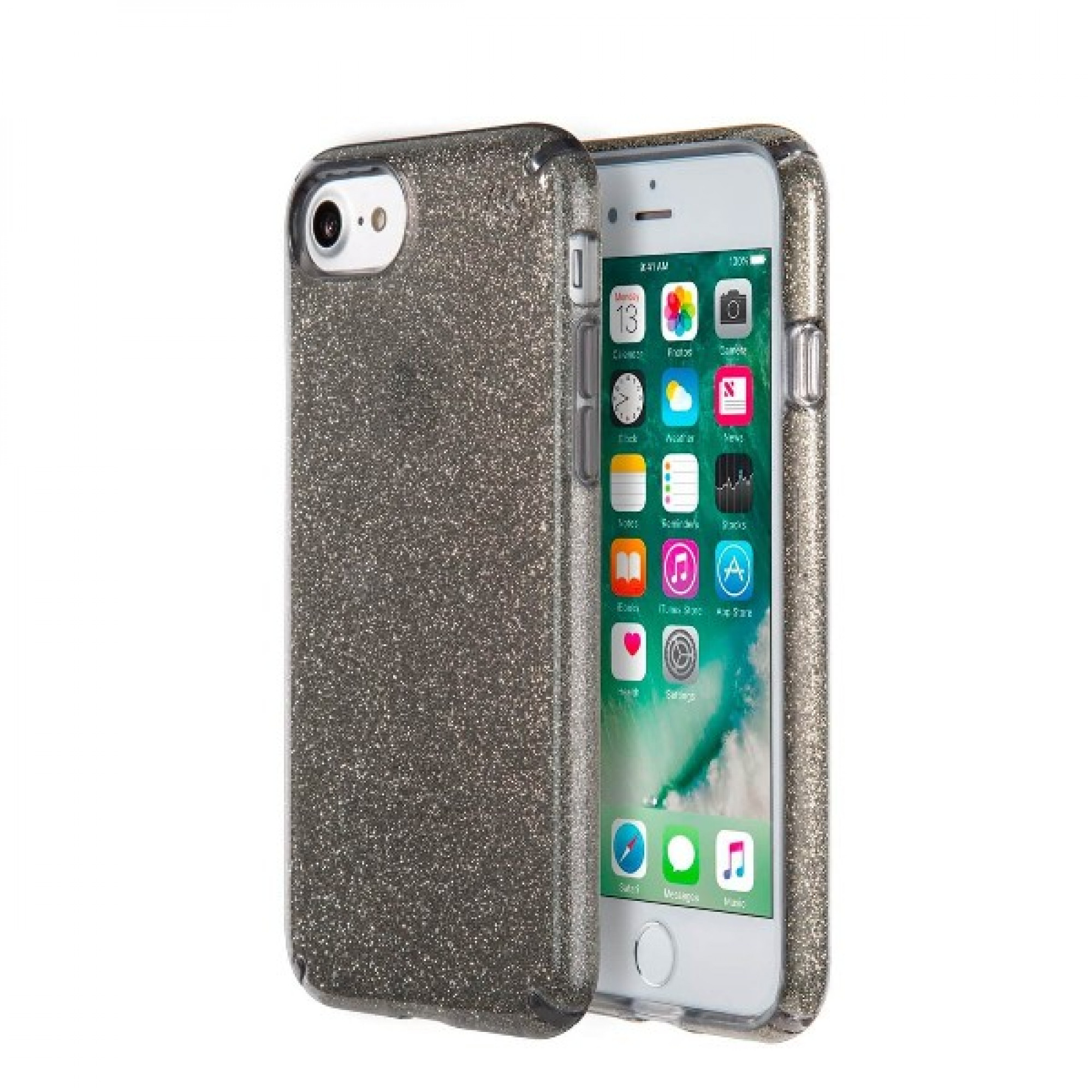 Чохол Speck Presidio Clear + Glitter Onyx Black для iPhone 7/8