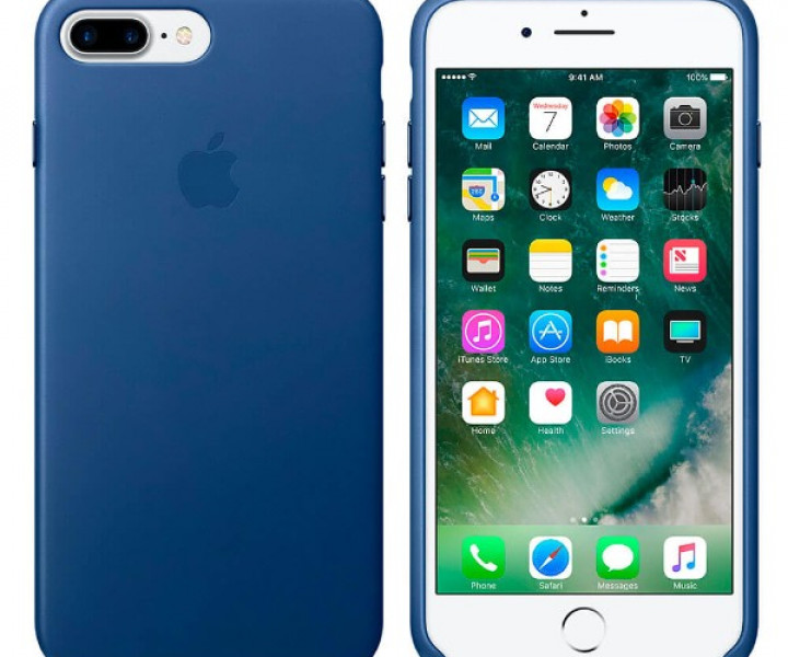 Оригінальний чохол Apple Leather Case для iPhone 8 Plus / 7 Plus Sapphire (MPTF2)