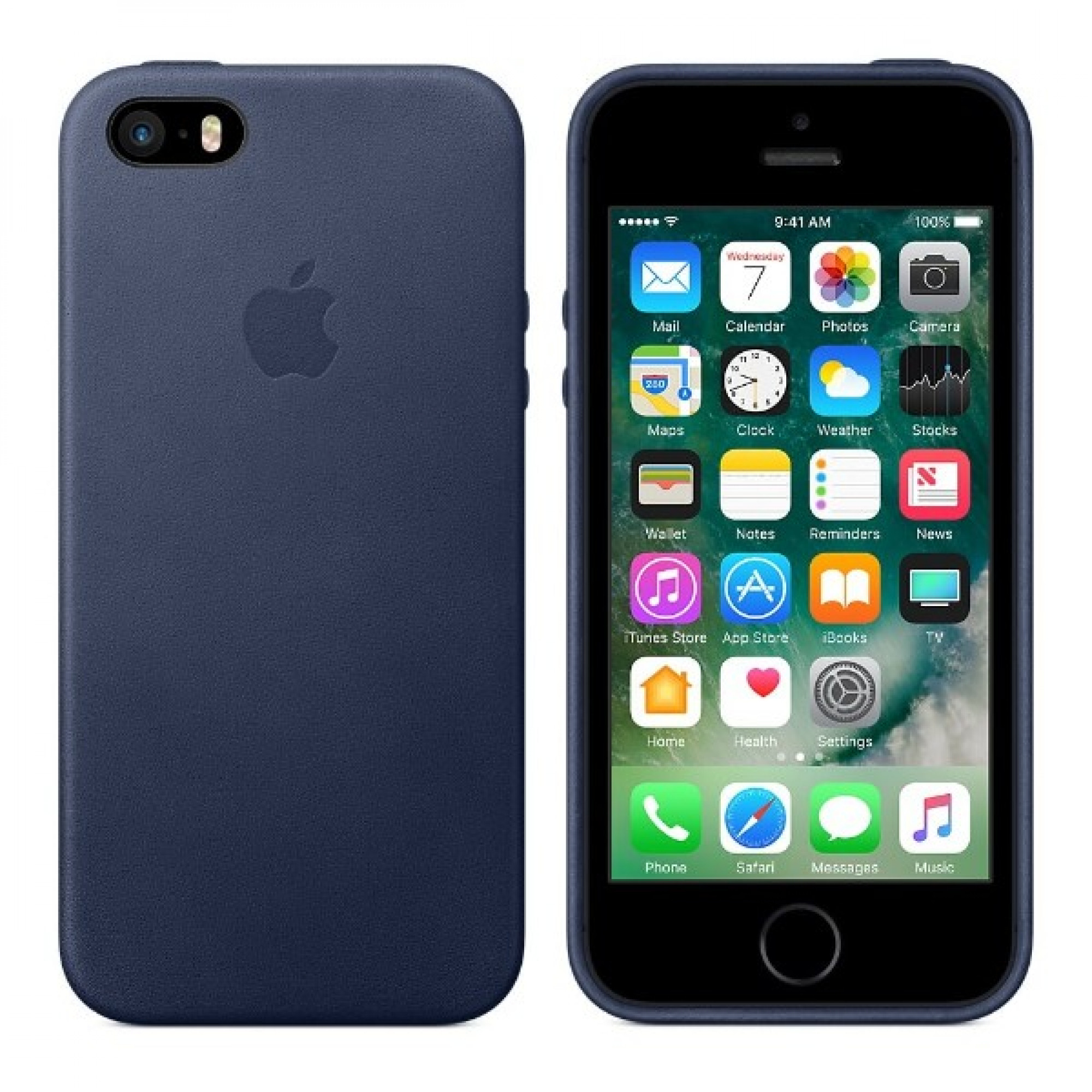 Чохол Apple Leather Case для iPhone 5/5s/SE Midnight Blue (MMHG2)
