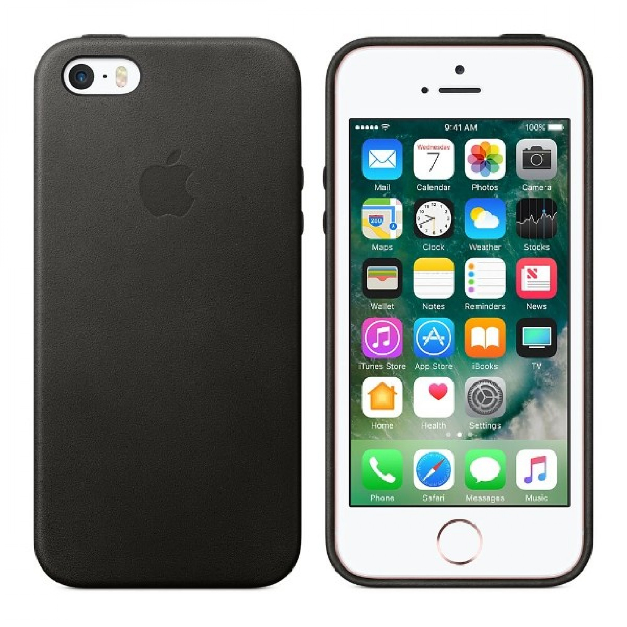 Чохол Apple Leather Case для iPhone 5 / 5s / SE Black (MMHH2)