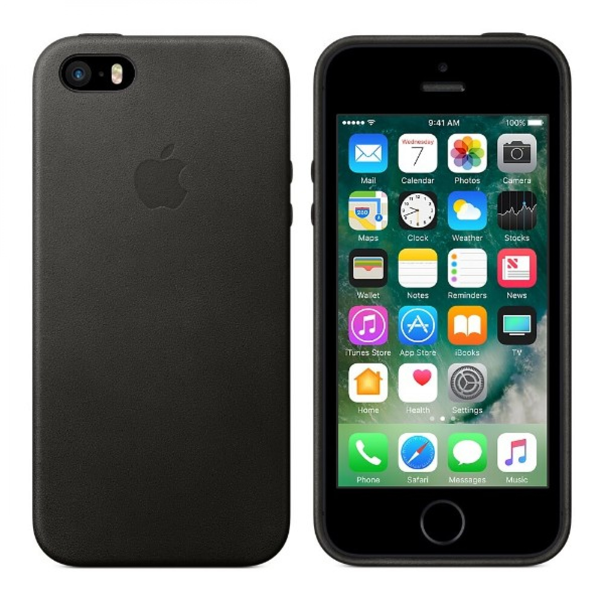 Чохол Apple Leather Case для iPhone 5 / 5s / SE Black (MMHH2)