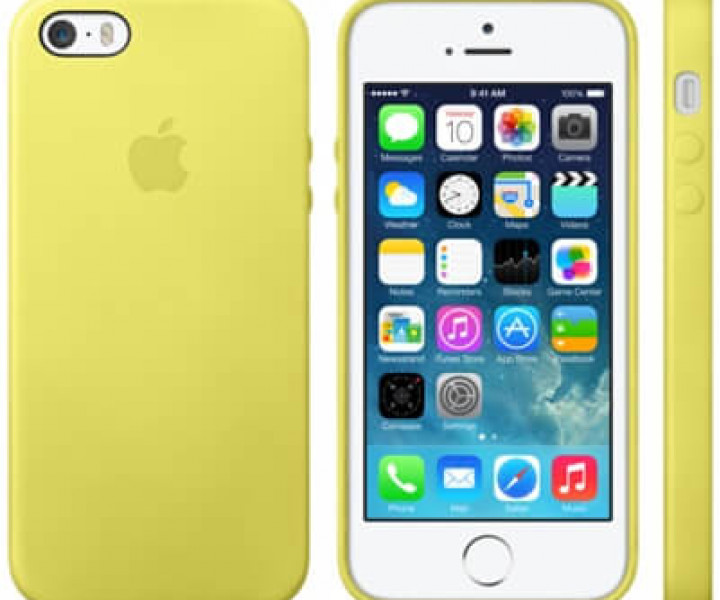 Чохол Apple Leather Case для iPhone 5 / 5s / SE Yellow (MF043)