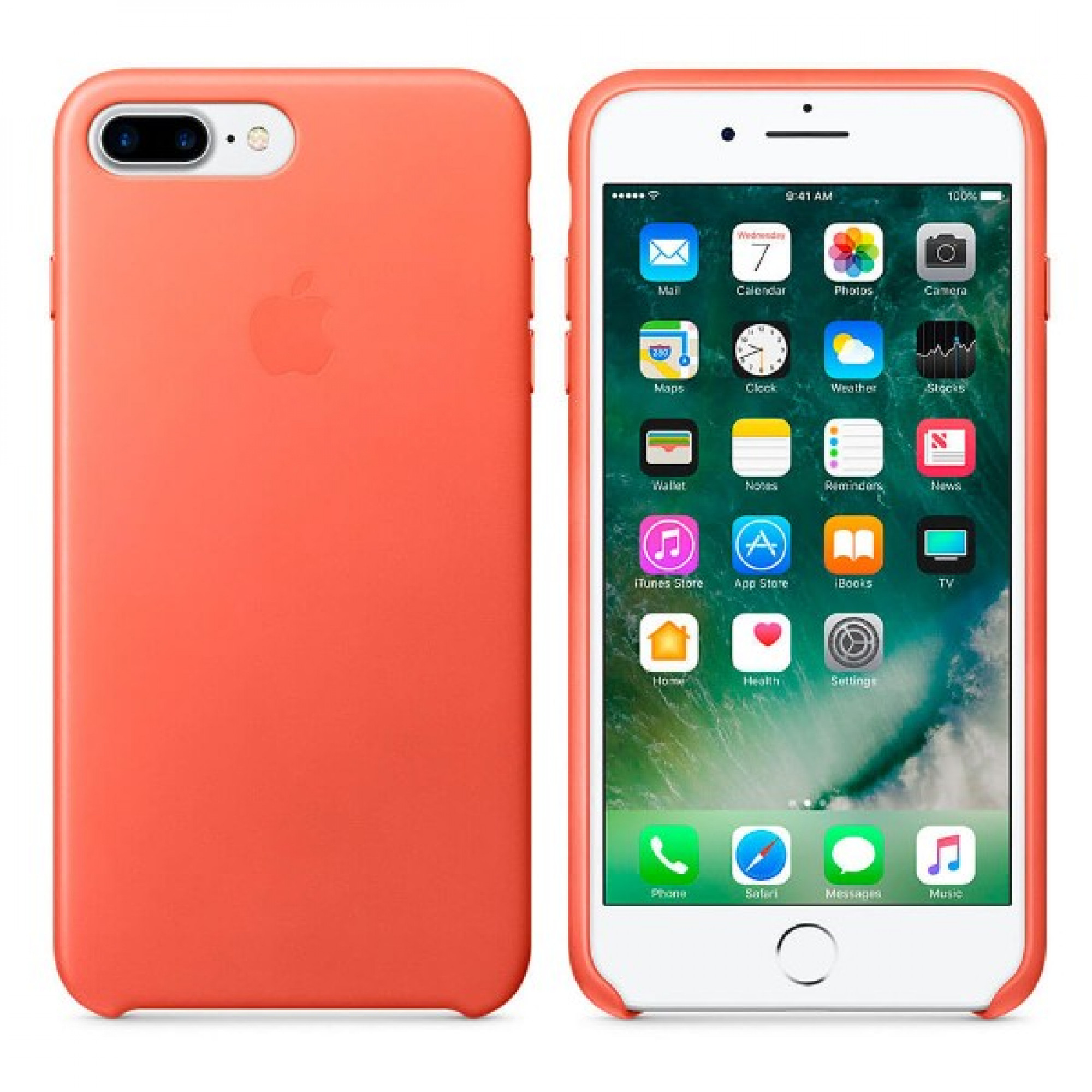 Оригинальный чехол Apple Leather Case для iPhone 8 Plus/7 Plus Geranium (MQ5H2)