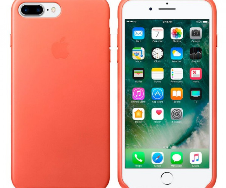 Оригинальный чехол Apple Leather Case для iPhone 8 Plus/7 Plus Geranium (MQ5H2)