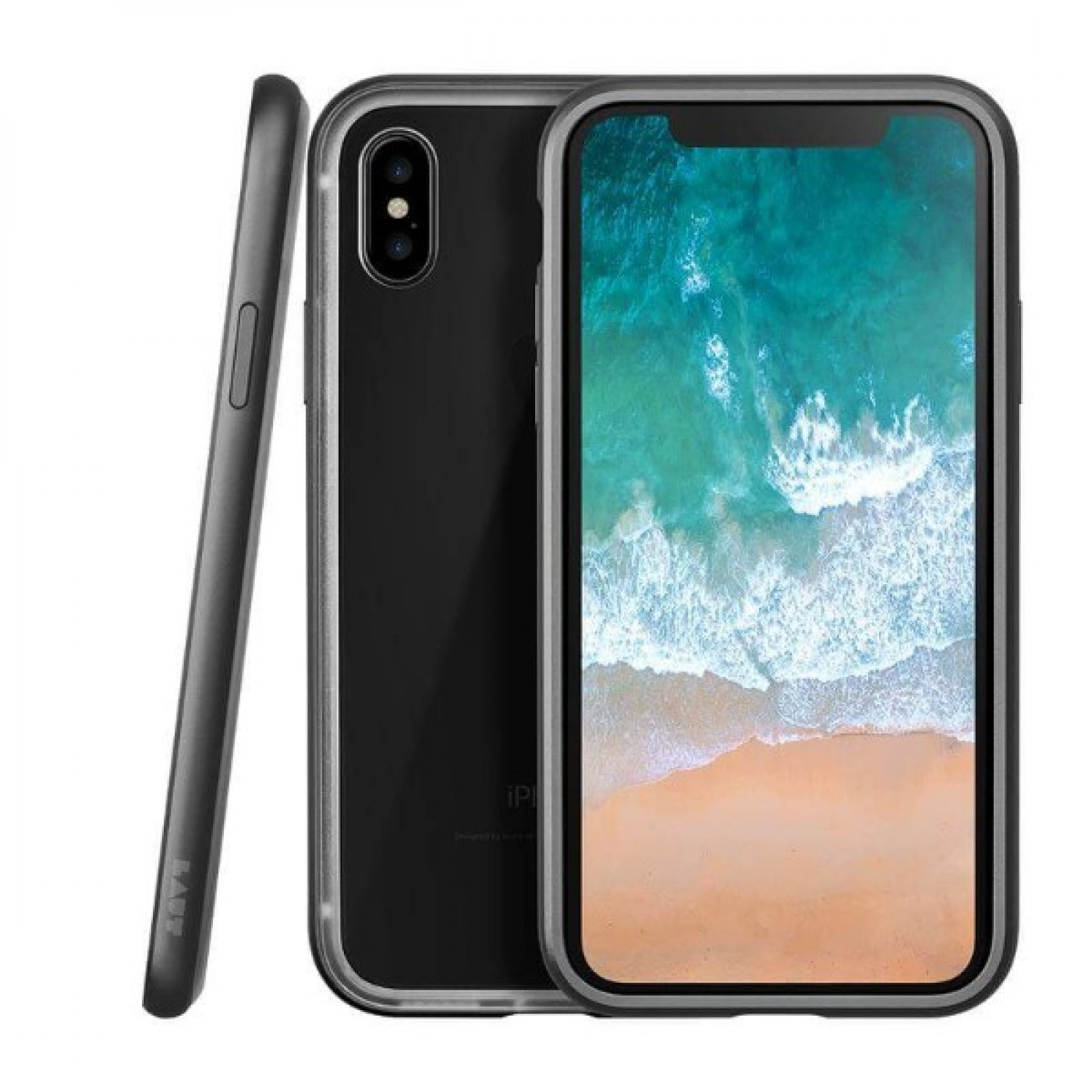 Чохол-бампер LAUT EXO-FRAME Aluminium для iPhone X Mate Black (LAUT_iP8_EXI_GM)