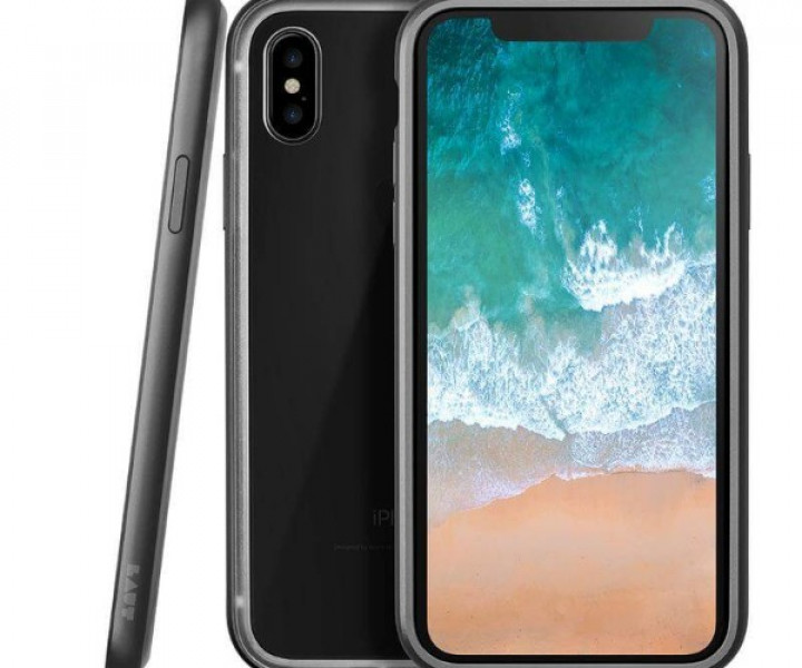 Чохол-бампер LAUT EXO-FRAME Aluminium для iPhone X Mate Black (LAUT_iP8_EXI_GM)