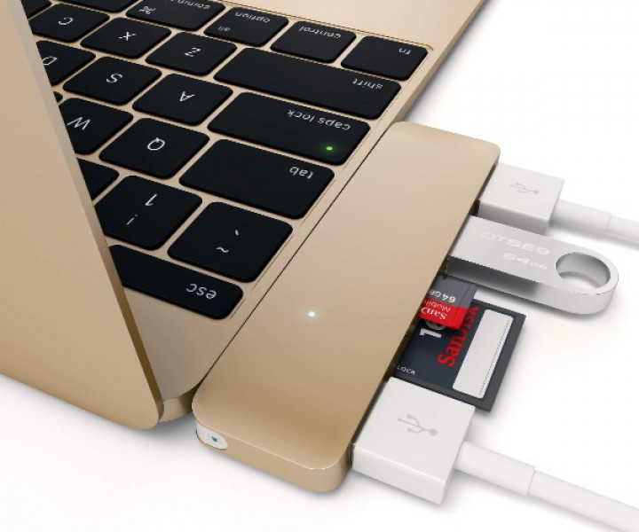 Хаб Satechi Type-C USB 3.0 3-in-1 Combo Hub Gold
