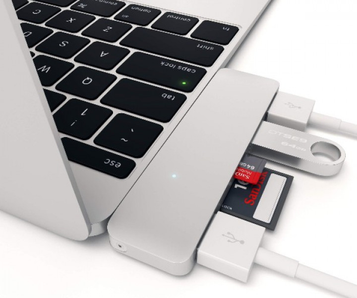 Хаб Satechi Type-C USB 3.0 3-in-1 Combo Hub Silver
