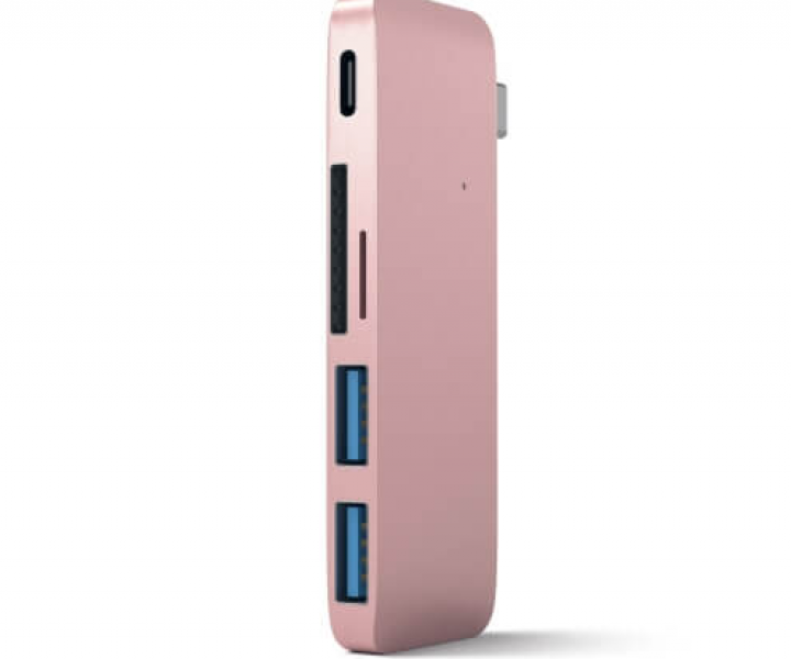 Картридер концентратор Satechi Type-C USB 3.0 Pass-through Hub Rose Gold (ST-TCUPR)