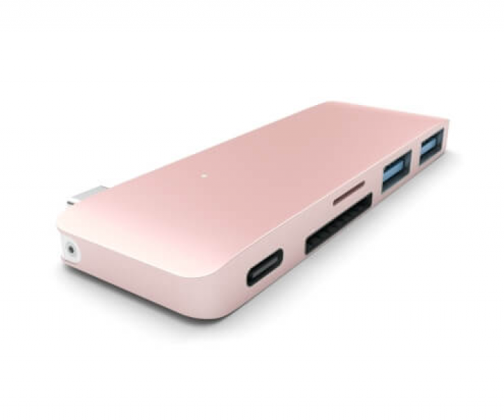 Картридер концентратор Satechi Type-C USB 3.0 Pass-through Hub Rose Gold (ST-TCUPR)