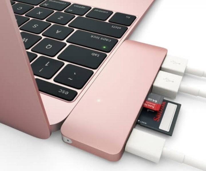 Картридер концентратор Satechi Type-C USB 3.0 Pass-through Hub Rose Gold (ST-TCUPR)