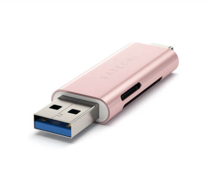 Картридер Satechi Aluminum Type-C, USB 3.0 and MicroSD/SD Card Reader Rose Gold (ST-TCCRAR)