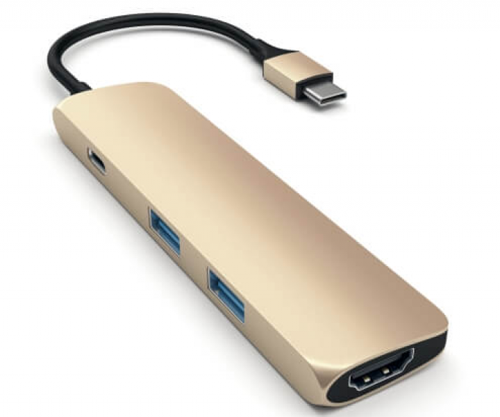 Хаб Satechi Aluminum Type-C Slim Multi-Port Adapter 4K Gold
