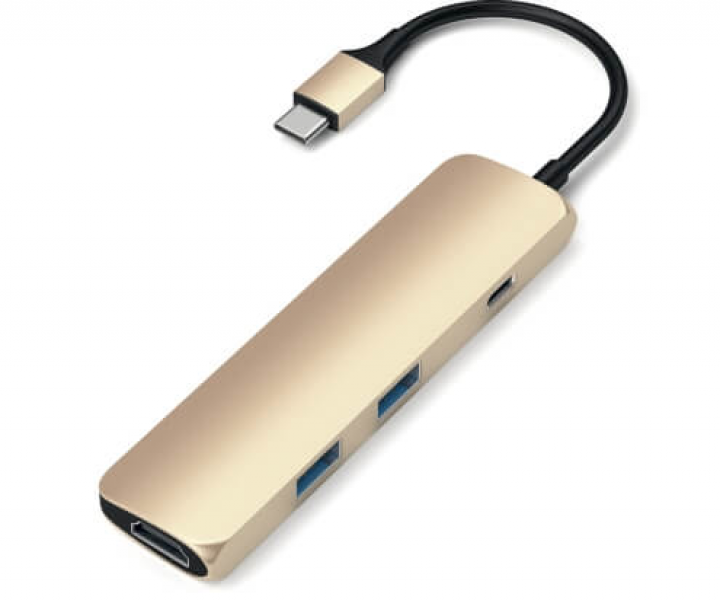 Хаб Satechi Aluminum Type-C Slim Multi-Port Adapter 4K Gold