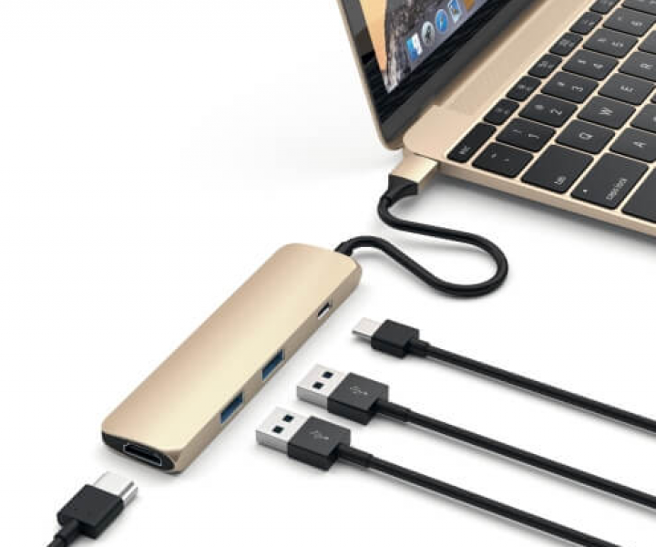 Хаб Satechi Aluminum Type-C Slim Multi-Port Adapter 4K Gold