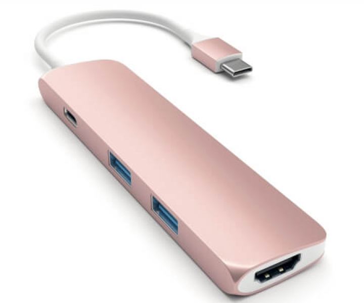 Хаб Satechi Aluminum Type-C Slim Multi-Port Adapter 4K Rose Gold