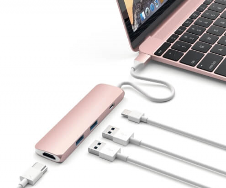 Хаб Satechi Aluminum Type-C Slim Multi-Port Adapter 4K Rose Gold