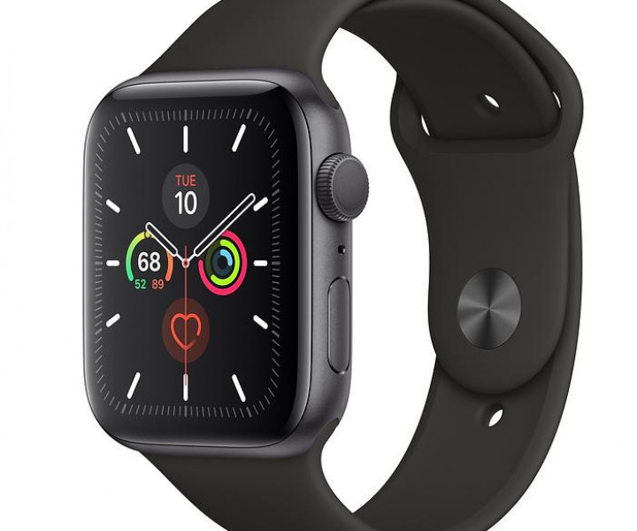 Apple Watch Series 5 (GPS) 44mm Space Gray Aluminum Case with Black Sport Band (MWVF2)