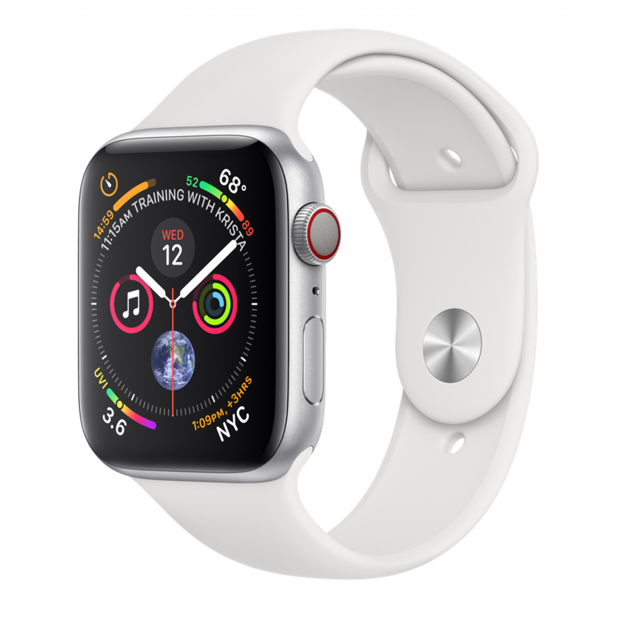 Apple Watch Series 4 (GPS + Cellular) 44mm Silver Aluminum Case with White Sport Loop (MTUU2) б/у