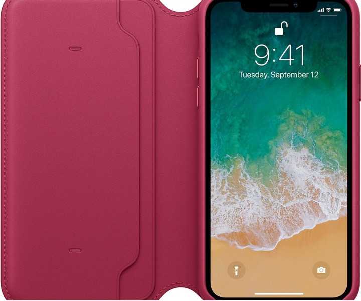 Apple iPhone X Leather Folio - Berry (MQRX2) без коробки