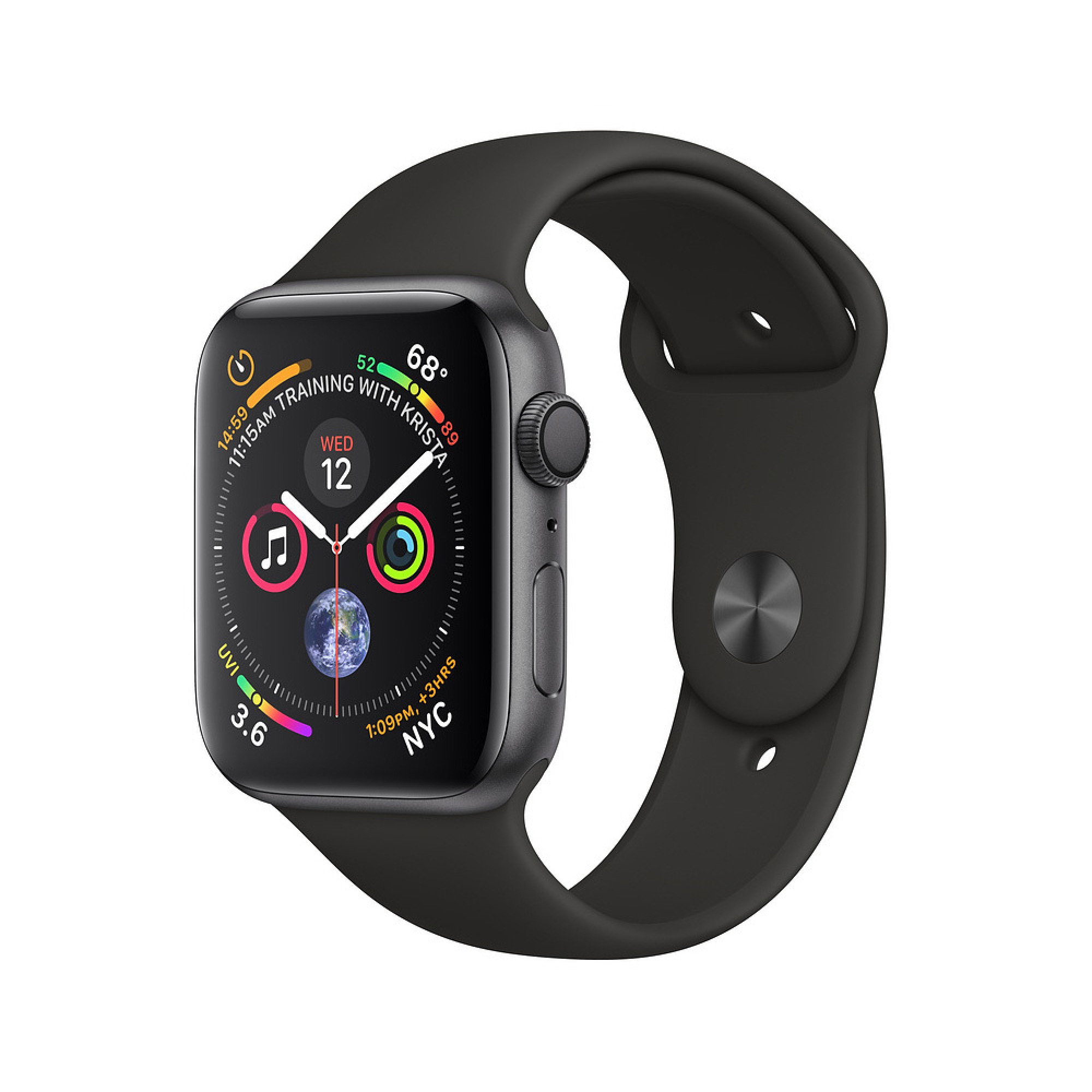 Apple Watch Series 4 GPS + LTE 44mm Black Steel w. Black Sport b. Black Steel (MTV52)