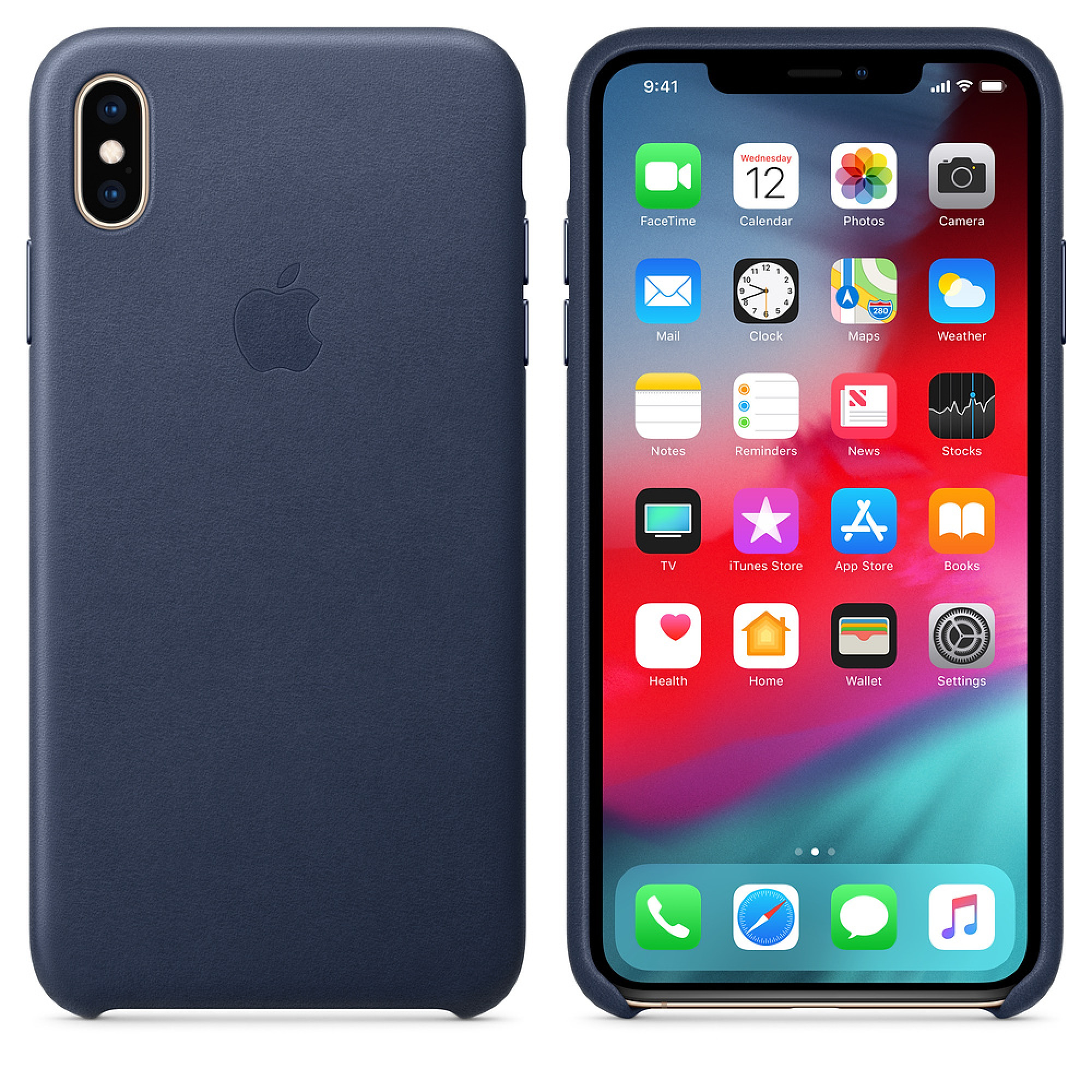 Чохол Apple Leather Case Midnight Blue (MRWU2) для iPhone XS Max
