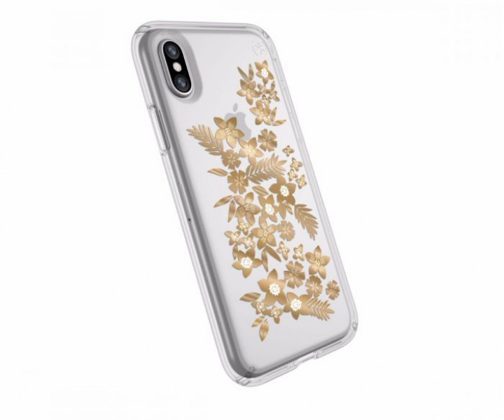 Чохол Speck Presidio Clear + Print для iPhone X / XS Shimmer Floral Metallic Gold (SP-103136-6677)