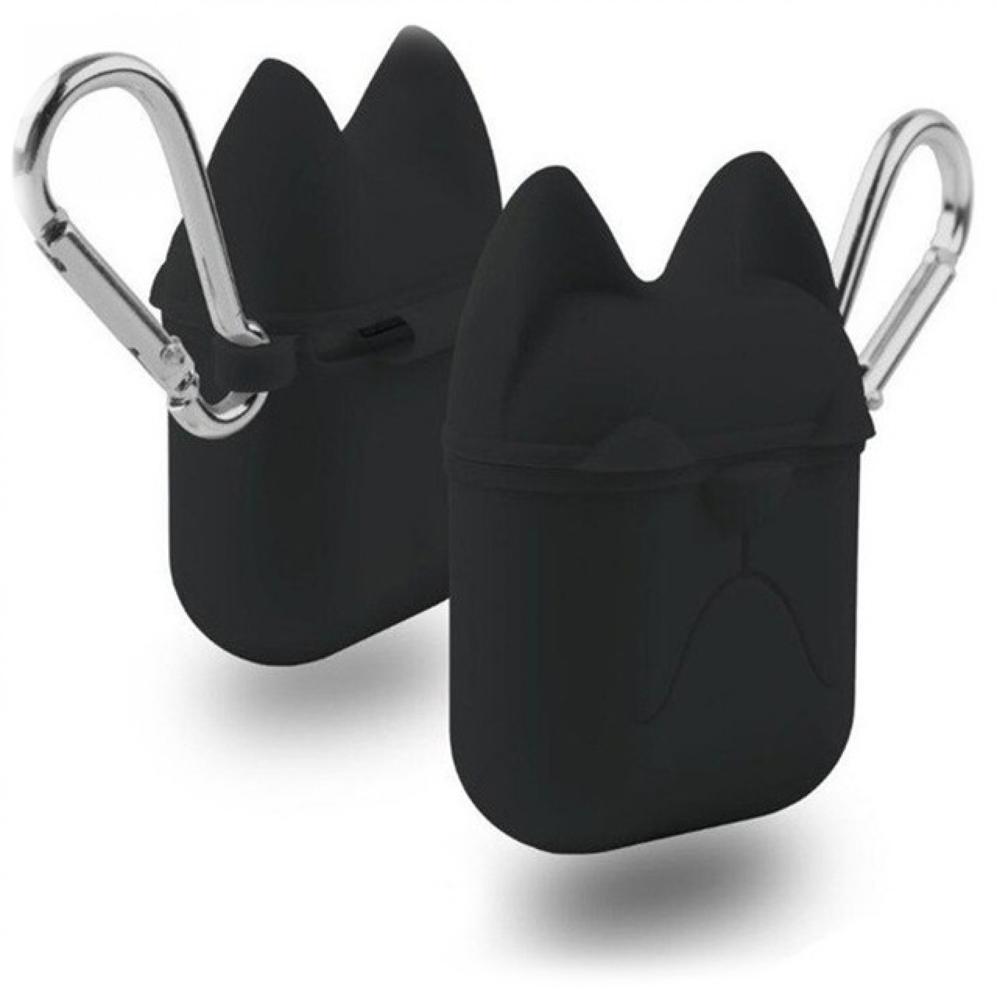 Чохол для Airpods Silicon Case Dog з карабіном Black