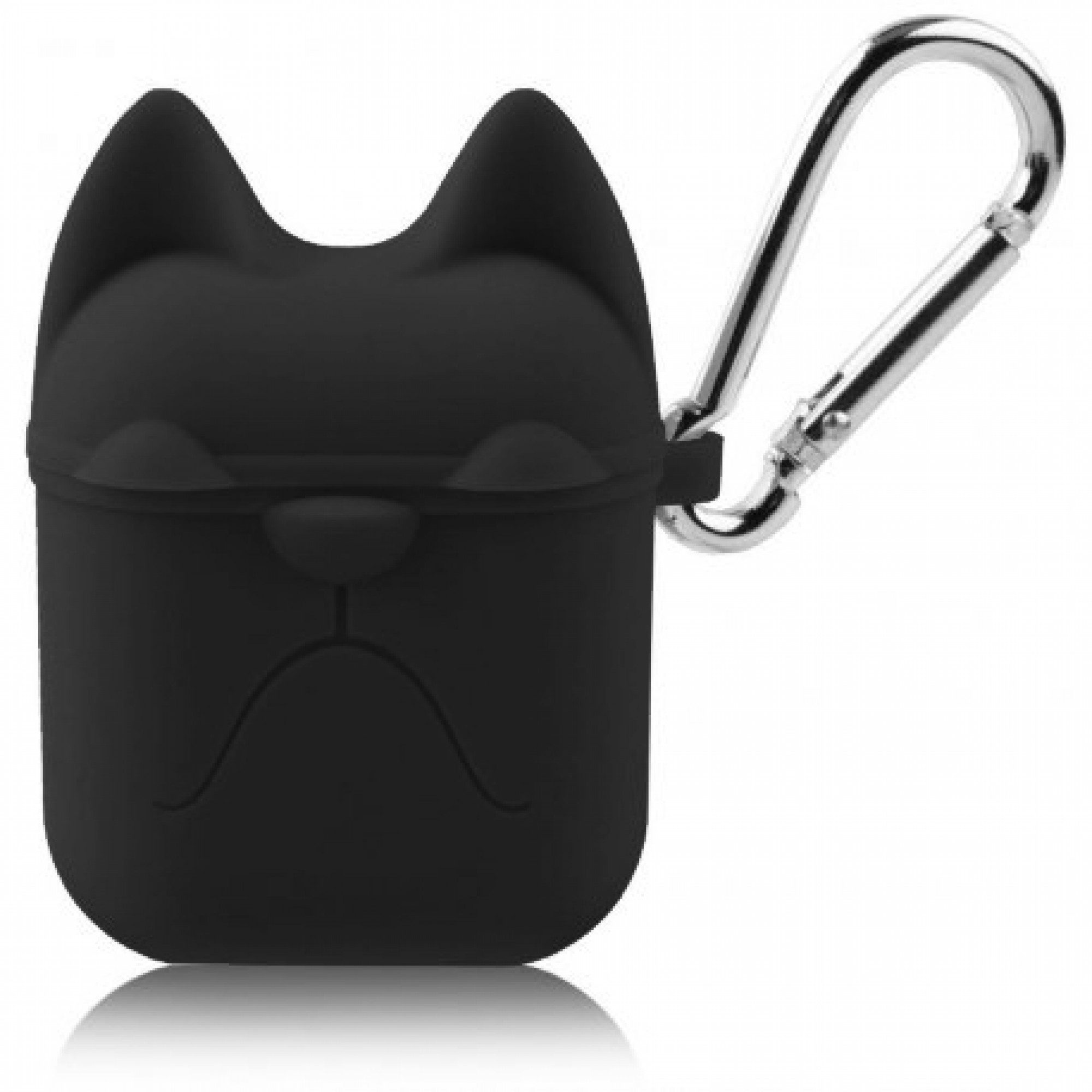 Чохол для Airpods Silicon Case Dog з карабіном Black