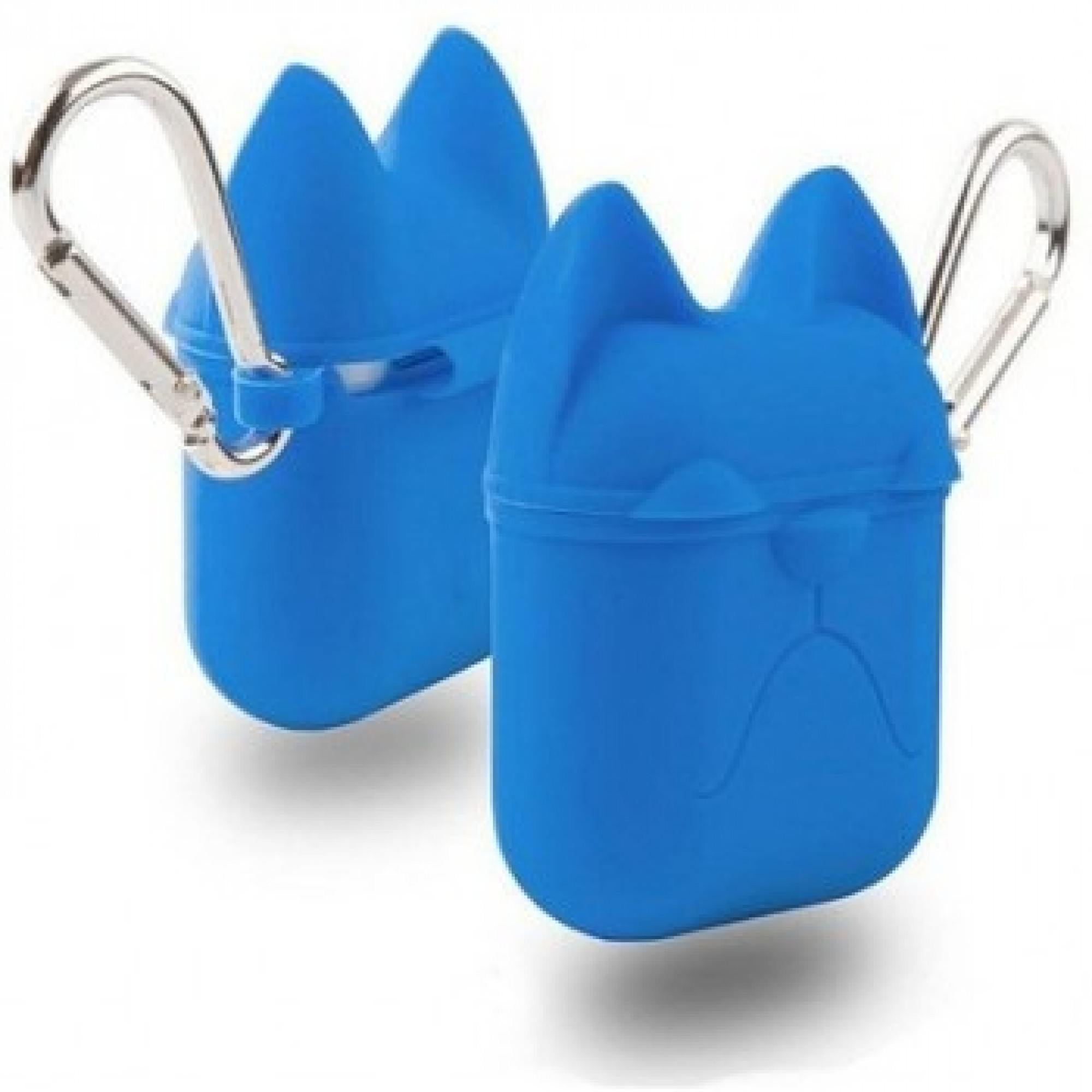 Чохол для Airpods Silicon Case Dog с карабином Royal Blue