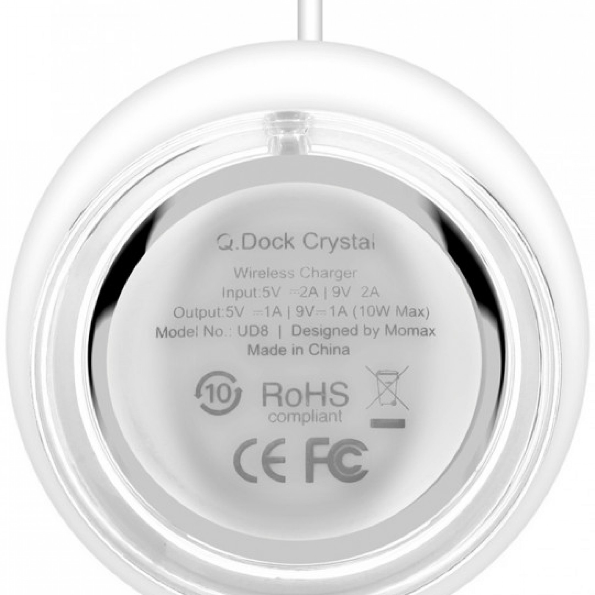 Беспроводное зарядное устройство Momax Q.Dock Crystal Wireless Charger White (UD8W)
